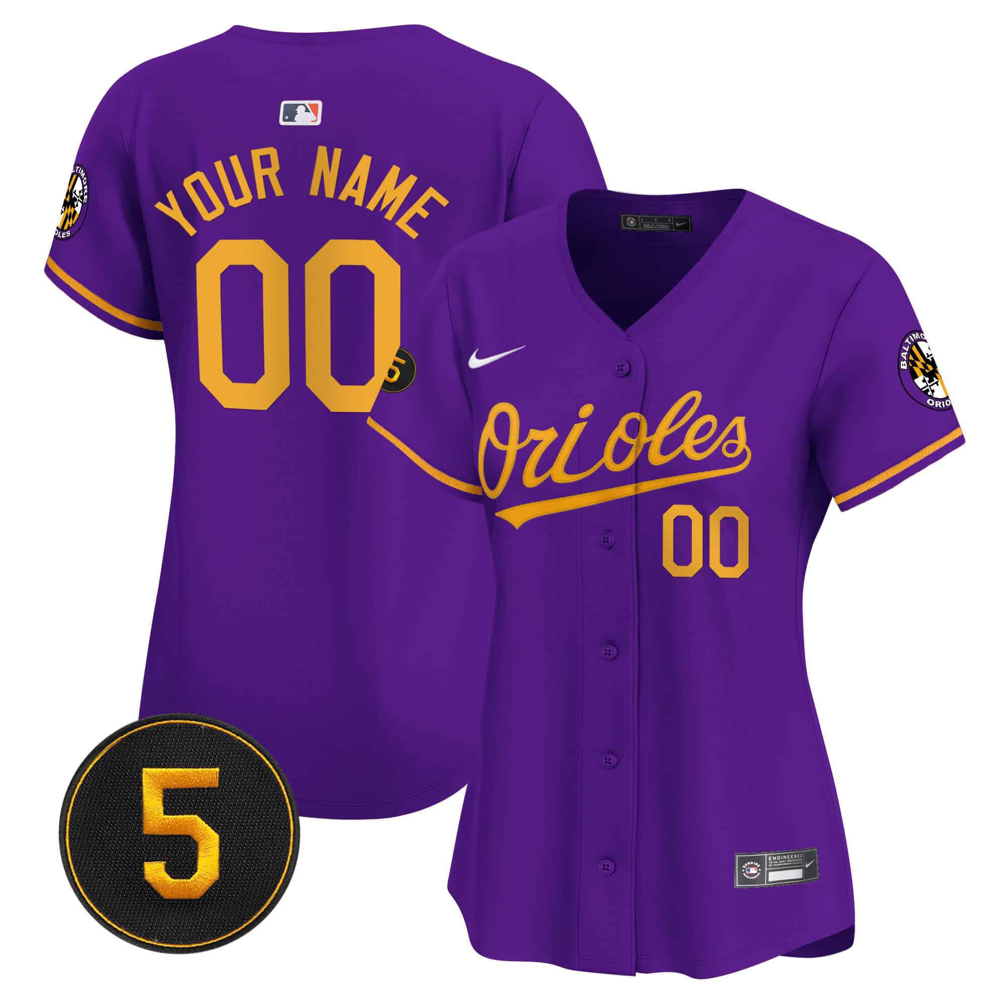 Women Baltimore Orioles Purple 2024 Nike Robinson Patch Vapor Premier Limited Custom MLB Jersey